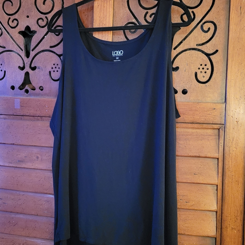 LOGO Black Slanted Hem Tank Top 3X